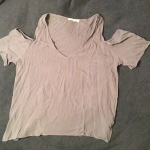 Gray off the shoulder shirt